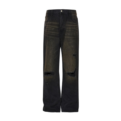 Pantalones Vaqueros Estilo Urbano con Desgaste Artesanal para Hombre - Image 9
