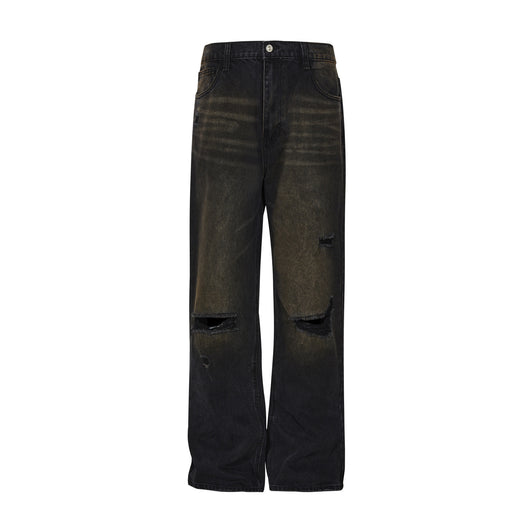 Pantalones Vaqueros Estilo Urbano con Desgaste Artesanal para Hombre - Image 9