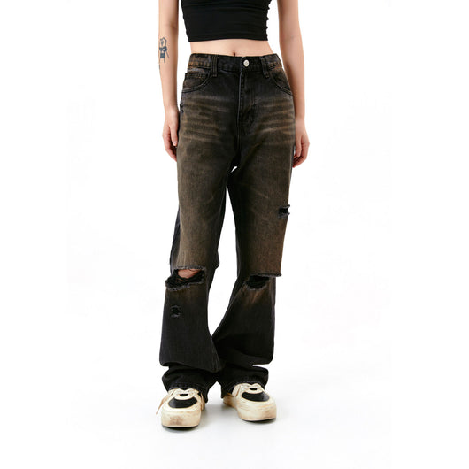 Pantalones Vaqueros Estilo Urbano con Desgaste Artesanal para Hombre - Image 10