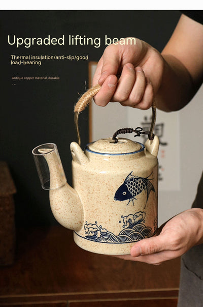 Juego de Té Retro Cerámica Grande - Tetera Clásica - Image 17