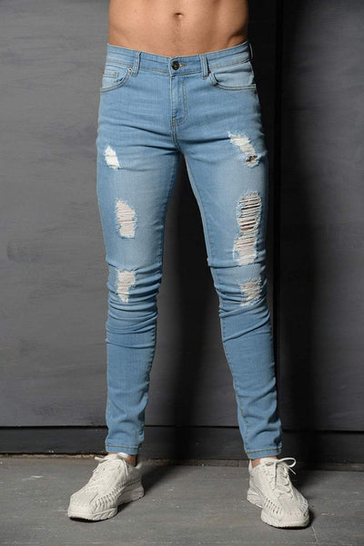 Pantalones Jeans Talla Grande para Hombre en Azul Gris - Image 10