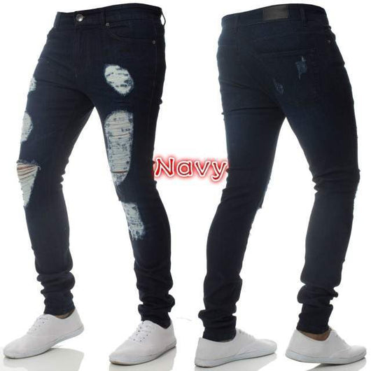Pantalones Jeans Talla Grande para Hombre en Azul Gris - Image 12