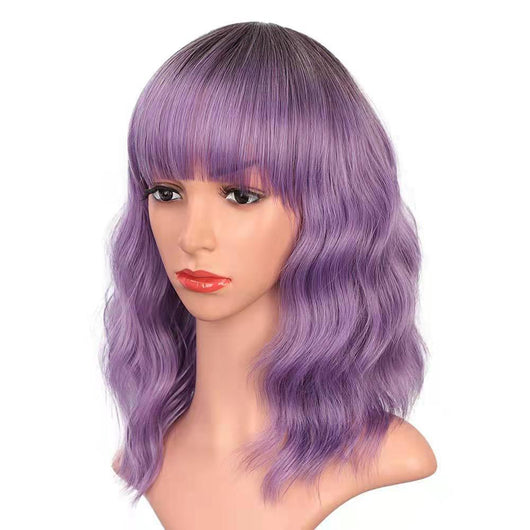 Peluca Ondulada con Flequillo Aéreo - Cabello Humano Artificial Estilo Onda Pequeña - Image 18