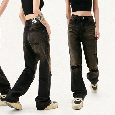 Pantalones Vaqueros Estilo Urbano con Desgaste Artesanal para Hombre - Image 15