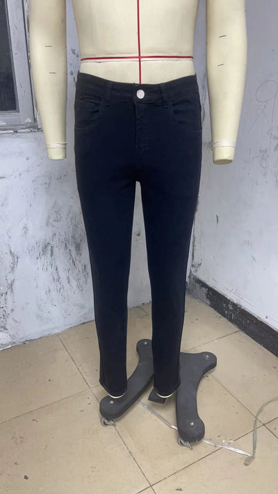 Pantalón Vaquero Negro Slim Fit Cintura Alta Rotos - Image 20