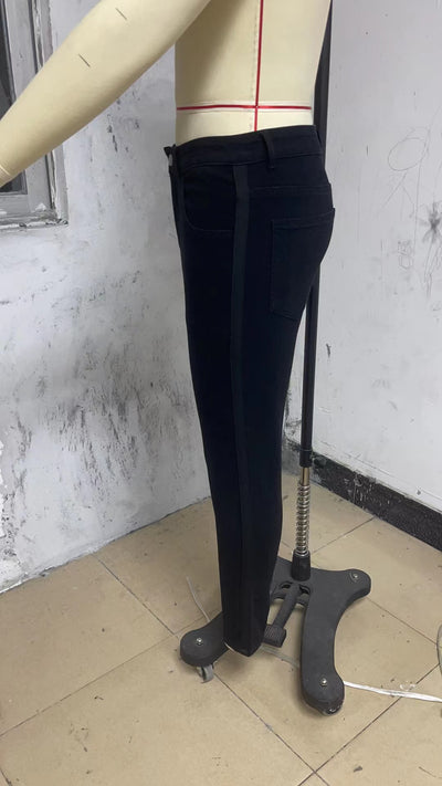 Pantalón Vaquero Negro Slim Fit Cintura Alta Rotos - Image 21