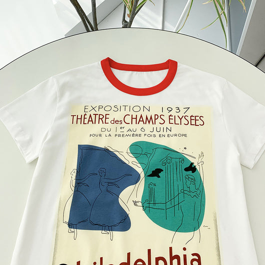 Camiseta Suelta Estampado Bailarín para Pareja - Unisex Algodón - Image 14