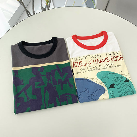 Camiseta Suelta Estampado Bailarín para Pareja - Unisex Algodón - Image 17