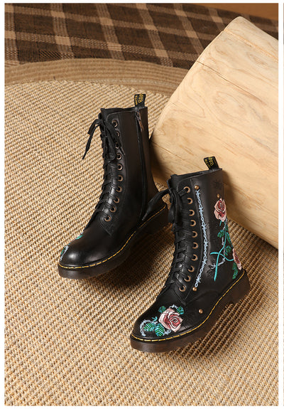 Botines Étnicos con Bordado para Mujer - Tacón Medio y Cierre Lateral - Image 19