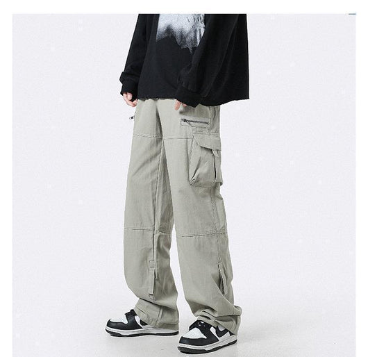 Pantalón Cargo Verde Claro de Bolsillos Múltiples Corte Recto Holgado - Image 9