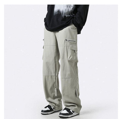 Pantalón Cargo Verde Claro de Bolsillos Múltiples Corte Recto Holgado - Image 11