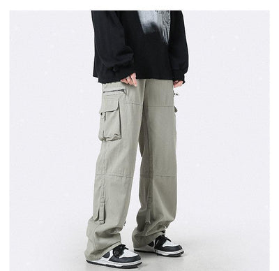 Pantalón Cargo Verde Claro de Bolsillos Múltiples Corte Recto Holgado - Image 25