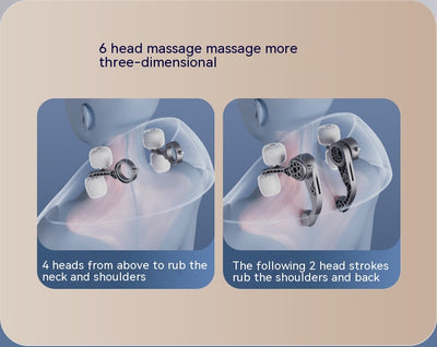 Light gray shoulder and neck massager with blue trim, featuring control buttons and adjustable straps. - Image 8