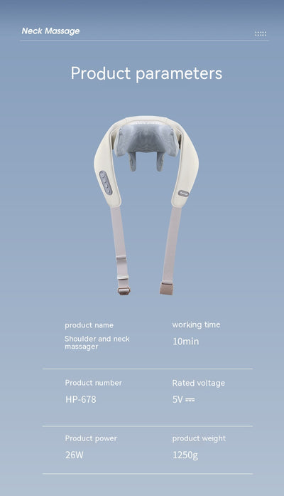 Light gray shoulder and neck massager with blue trim, featuring control buttons and adjustable straps. - Image 15