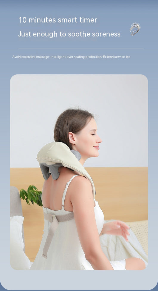 Light gray shoulder and neck massager with blue trim, featuring control buttons and adjustable straps. - Image 20