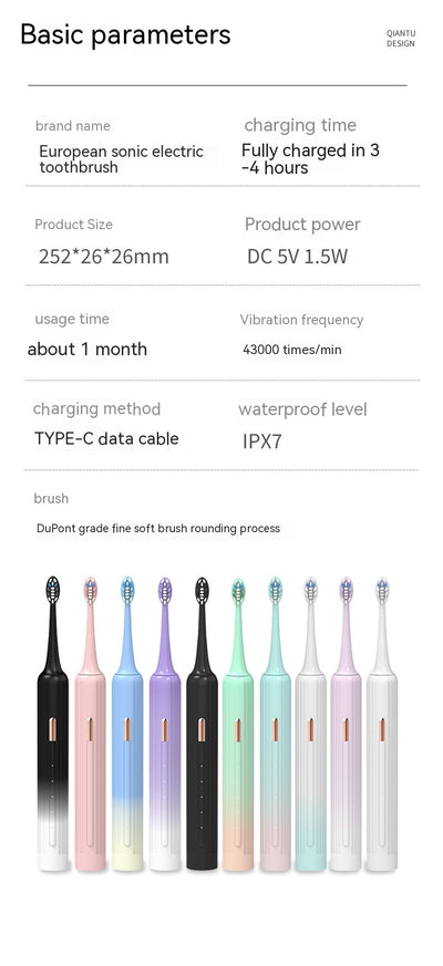 Cepillo de Dientes Eléctrico con Suspensión Magnética y Carga USB Nivel 7 Impermeable - Image 26
