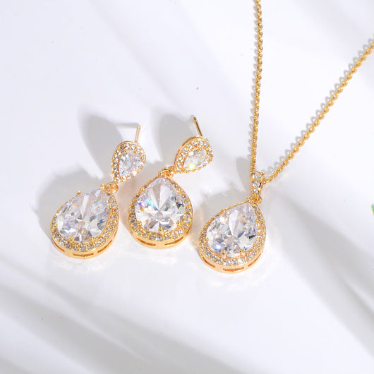 Conjunto de Collar y Aretes de Circonita Brillante para Novia - Joyería Elegante y Minimalista - Image 14