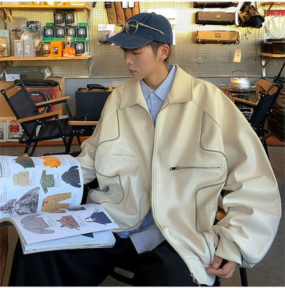 Abrigo de Cuero para Hombre Primavera y Otoño - Image 35