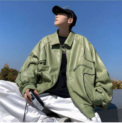 Abrigo de Cuero para Hombre Primavera y Otoño - Image 43
