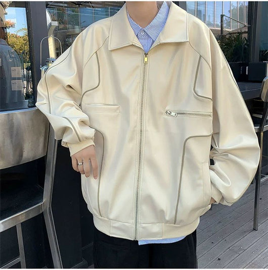 Abrigo de Cuero para Hombre Primavera y Otoño - Image 55