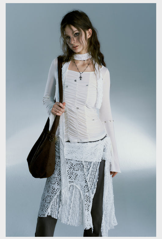 Falda Romántica Blanca Street Style - Image 13