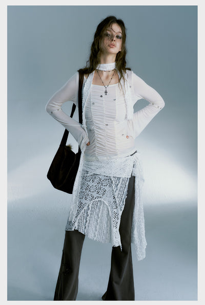 Falda Romántica Blanca Street Style - Image 14