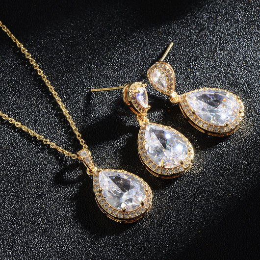Conjunto de Collar y Aretes de Circonita Brillante para Novia - Joyería Elegante y Minimalista - Image 31