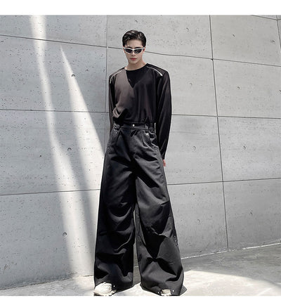Pantalones Anchos Plisados Hombre - Corte Relajado Oscuro - Image 26