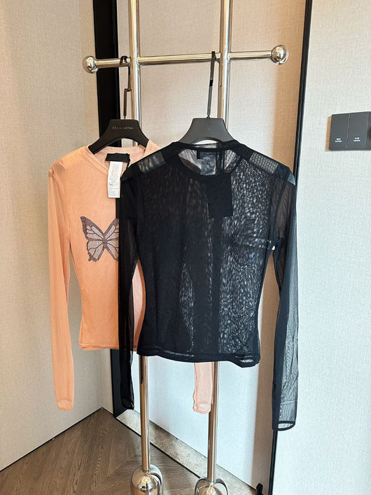 Playera con Mariposas de Diamantes y Malla Doble Capa - Image 17