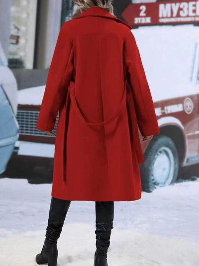 Abrigo Trench Largo Doble Botonadura con Cinturón - Elegancia Invernal para Mujer - Image 20