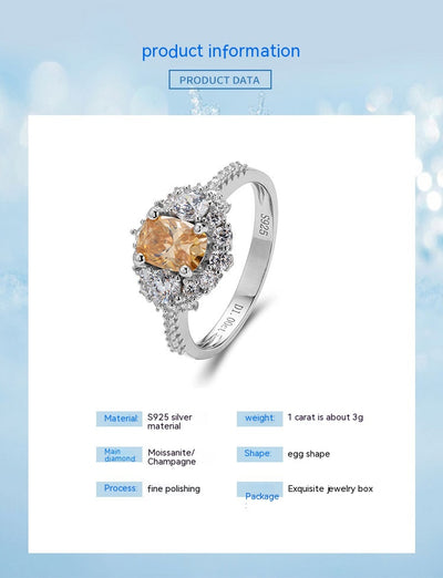 Anillo de Plata S925 Chapado en Oro 18K con Moissanita Champagne para Mujer - Image 6
