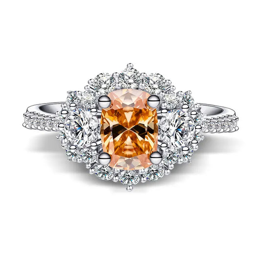 Anillo de Plata S925 Chapado en Oro 18K con Moissanita Champagne para Mujer - Image 9