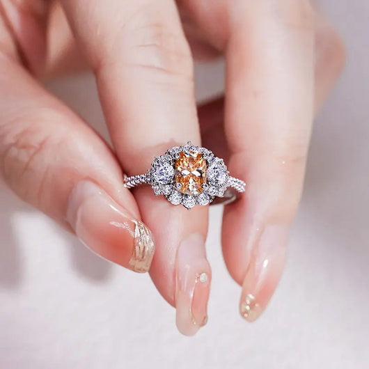 Anillo de Plata S925 Chapado en Oro 18K con Moissanita Champagne para Mujer - Image 13