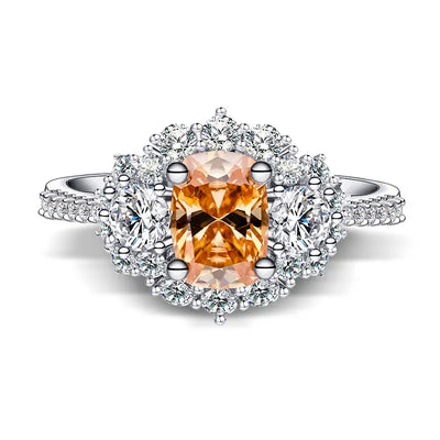 Anillo de Plata S925 Chapado en Oro 18K con Moissanita Champagne para Mujer - Image 14