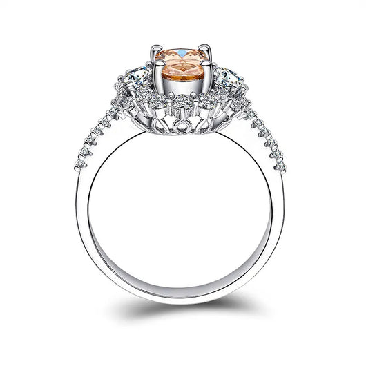 Anillo de Plata S925 Chapado en Oro 18K con Moissanita Champagne para Mujer - Image 15