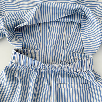 Vestido Camisero Retro Marinero con Cuello V y Rayas Desestructuradas - Image 12