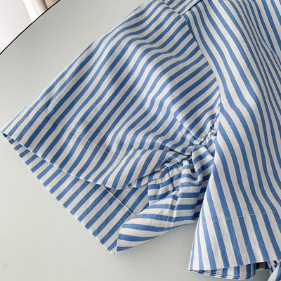 Vestido Camisero Retro Marinero con Cuello V y Rayas Desestructuradas - Image 16