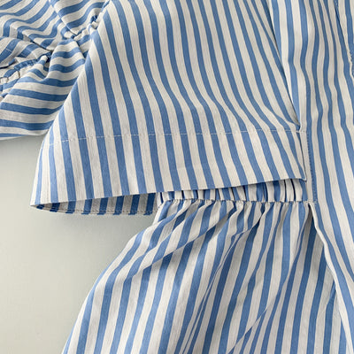 Vestido Camisero Retro Marinero con Cuello V y Rayas Desestructuradas - Image 20