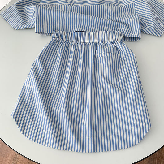 Vestido Camisero Retro Marinero con Cuello V y Rayas Desestructuradas - Image 21