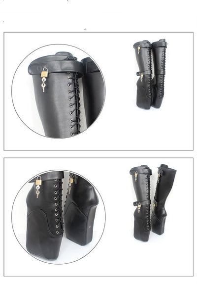 Bota Elástica Ajustada Talla Grande con Tacón Alto y Amarre - Image 9