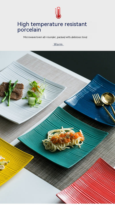 Plato de Cerámica Estilo Nórdico para Carne y Cena - Image 37