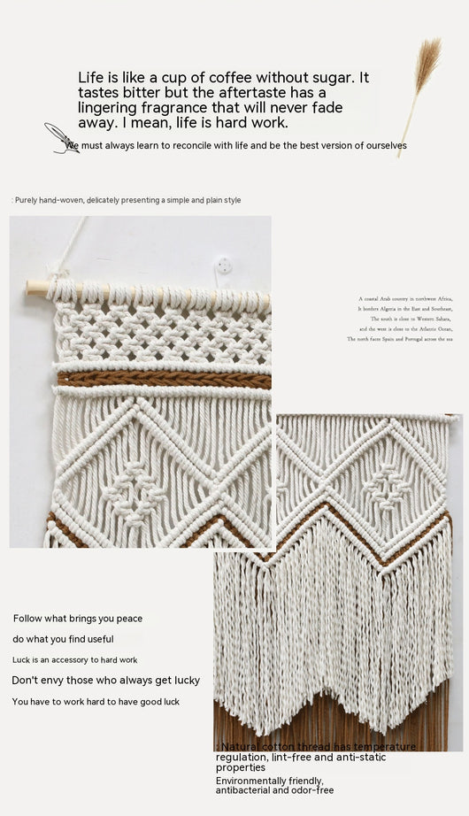 Tapiz Tejido a Mano con Borlas de Algodón para Pared - Image 7