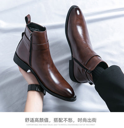 Botas Martin de Cuero Estilo Británico con Cierre Lateral para Hombre - Image 24