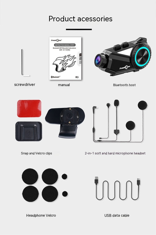 Sistema de Intercomunicador Bluetooth para Casco de Moto con Grabadora R3 - Image 32