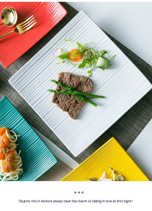 Plato de Cerámica Estilo Nórdico para Carne y Cena - Image 42