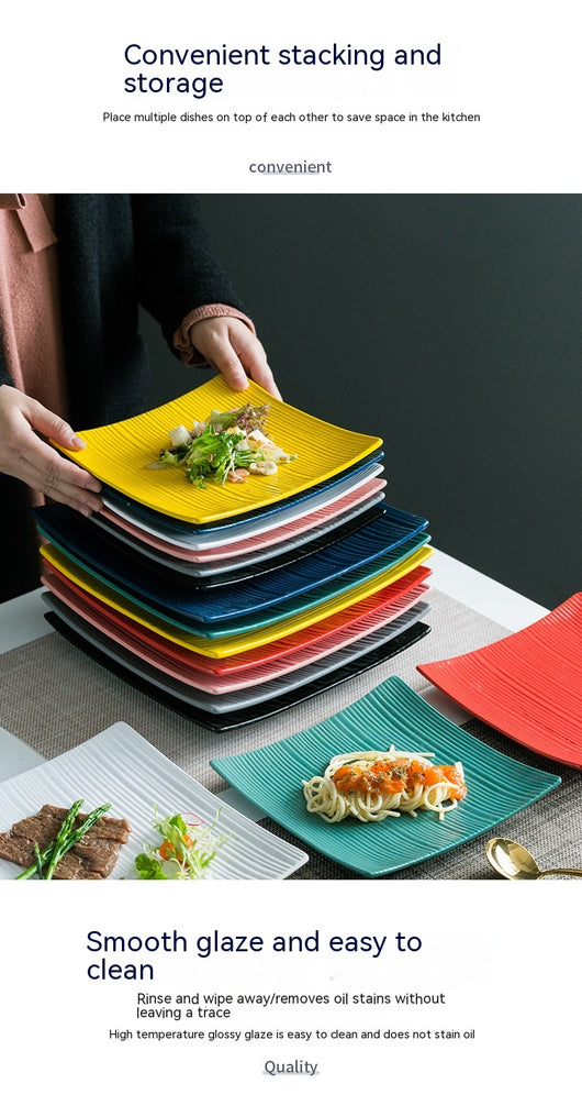Plato de Cerámica Estilo Nórdico para Carne y Cena - Image 44