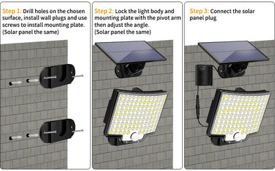 Lámpara Solar de Pared 106 LED - Iluminación Inteligente para Exteriores - Image 7