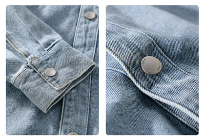 Camisa Denim Retro de Manga Larga para Hombre - Image 9