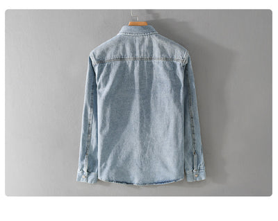 Camisa Denim Retro de Manga Larga para Hombre - Image 10