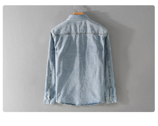 Camisa Denim Retro de Manga Larga para Hombre - Image 10